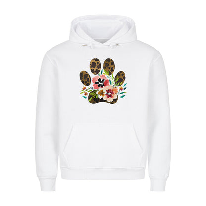 Premium Hoodie "Flowers & Paws" Weiß – hunde-shirt.de