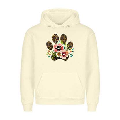 Premium Hoodie "Flowers & Paws" Beige – hunde-shirt.de