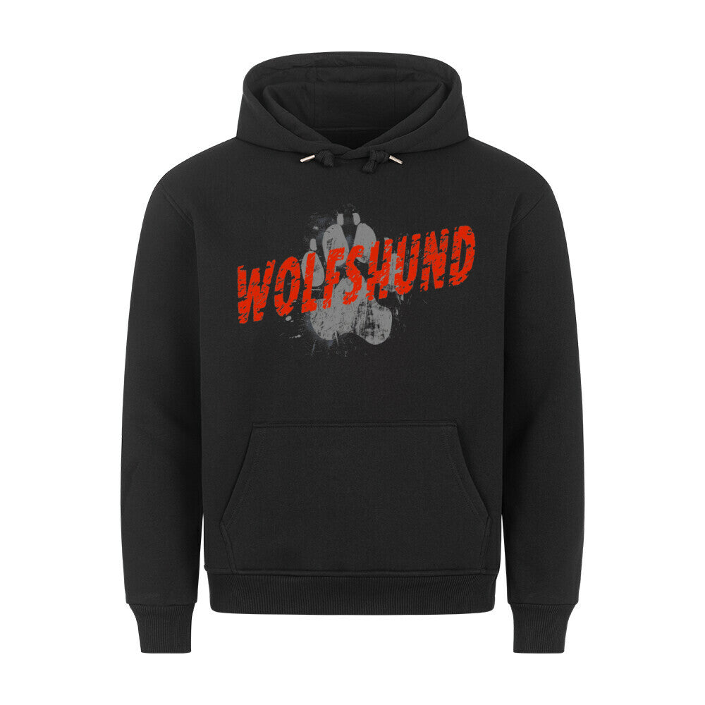 Premium Hoodie "Irischer Wolfshund - PAW" Schwarz – hunde-shirt.de