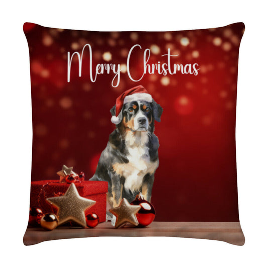 Kissen "Berner Sennenhund - Merry Christmas" Weiß – hunde-shirt.de