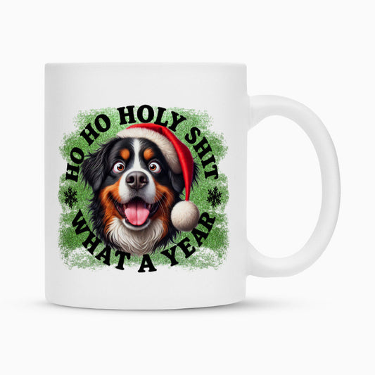 Tasse "Berner Sennenhund - HO HO..." Weiß – hunde-shirt.de