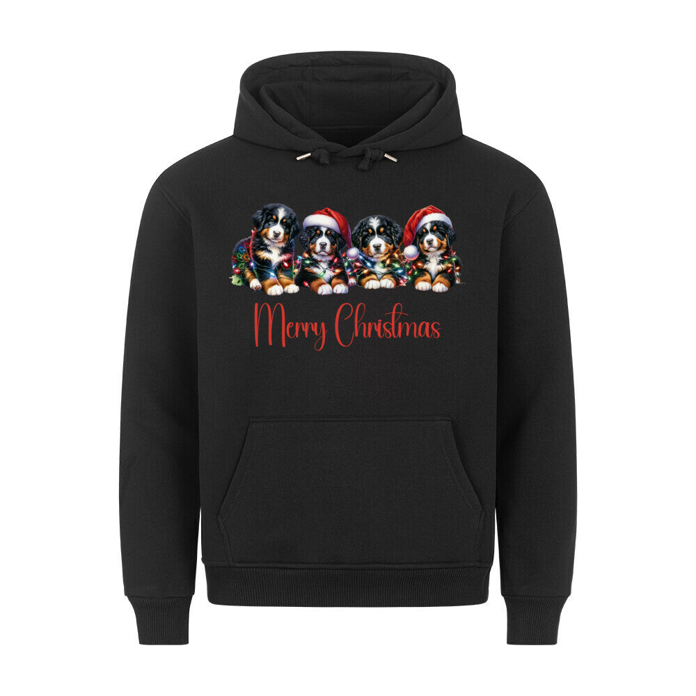 Premium Hoodie "Berner Sennenhund - Merry Christmas 4" Schwarz – hunde-shirt.de