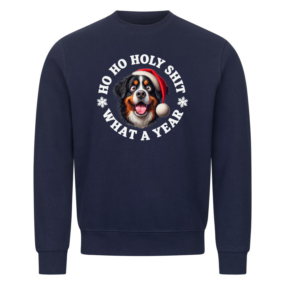 Premium Sweatshirt "Berner Sennenhund - HO HO..." Navy Blue – hunde-shirt.de