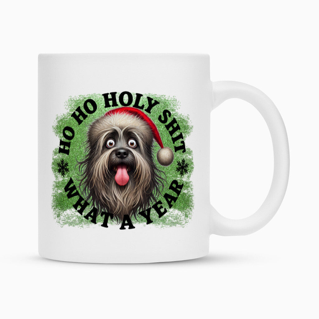 Tasse "Bergamasco - HO HO..." Weiß – hunde-shirt.de