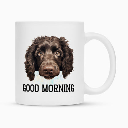 Tasse "American Water Spaniel - GOOD MORNING" Weiß – hunde-shirt.de