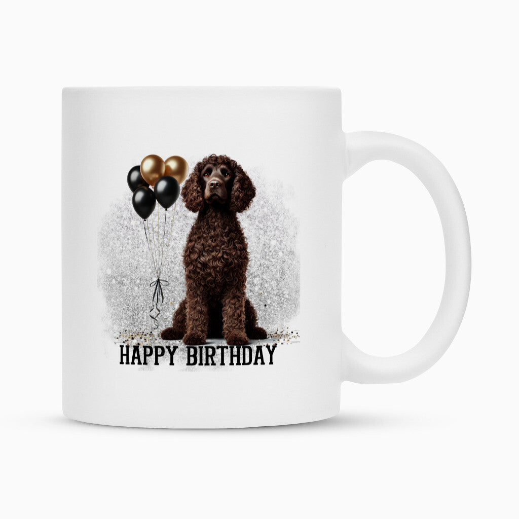 Tasse "American Water Spaniel - Happy Birthday" Weiß – hunde-shirt.de