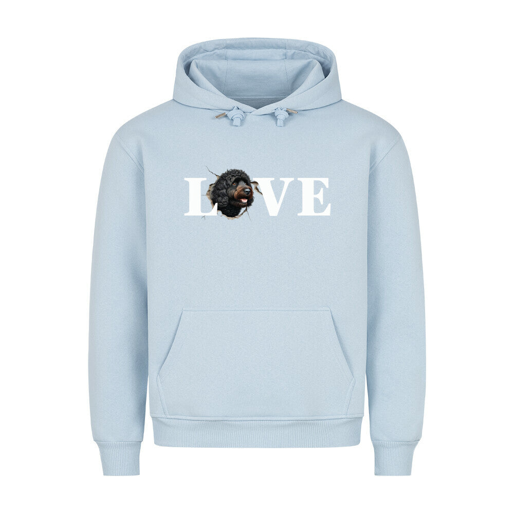 Premium Hoodie "Barbet - LOVE" Babyblau – hunde-shirt.de