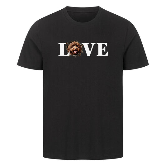 Premium T-Shirt "Barbet ( braun ) - LOVE" Schwarz – hunde-shirt.de
