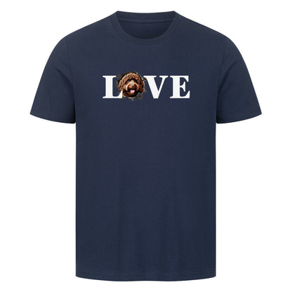 Premium T-Shirt "Barbet ( braun ) - LOVE" French Navy – hunde-shirt.de