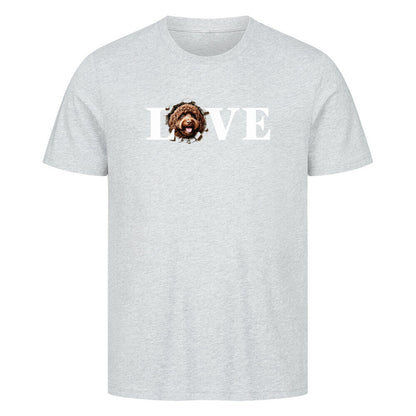 Premium T-Shirt "Barbet ( braun ) - LOVE" Heather Grey – hunde-shirt.de