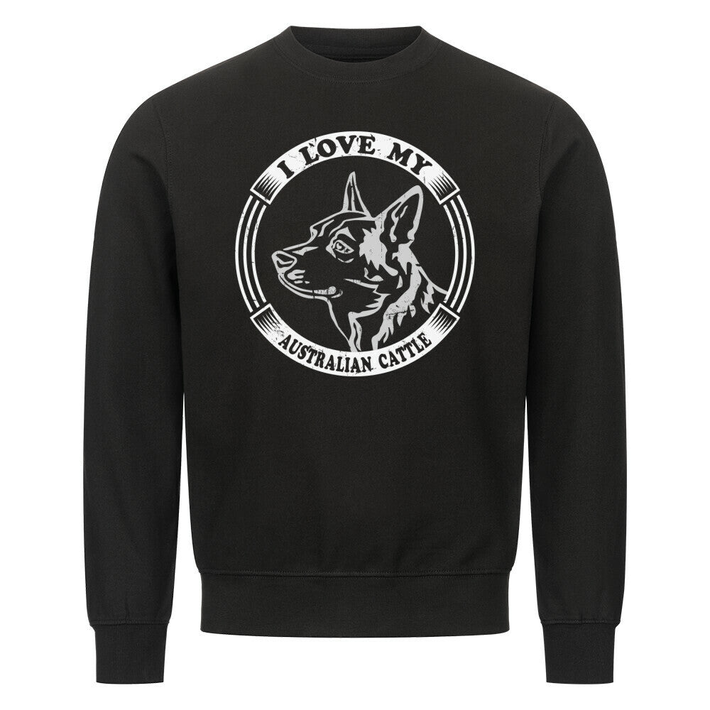 Premium Sweatshirt "Australian Cattle Dog - I love..." Schwarz – hunde-shirt.de