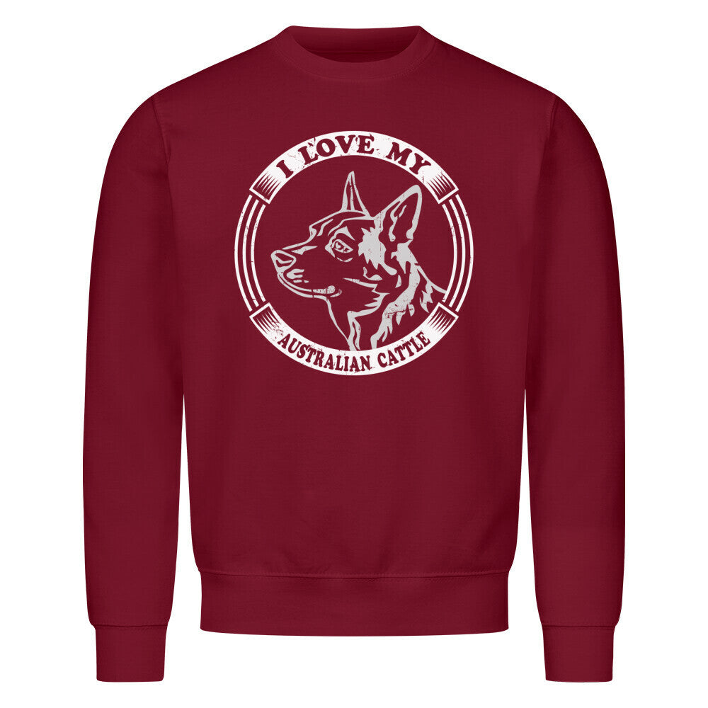 Premium Sweatshirt "Australian Cattle Dog - I love..." Burgunder – hunde-shirt.de