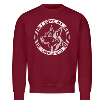 Premium Sweatshirt "Australian Cattle Dog - I love..." Burgunder – hunde-shirt.de