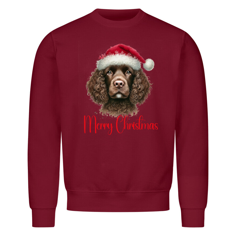 Premium Sweatshirt "American Water Spaniel - Merry Christmas" Burgunder – hunde-shirt.de