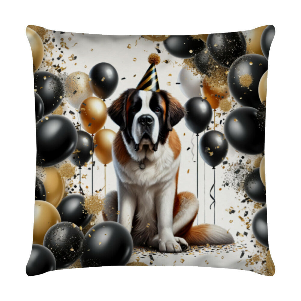 Kissen "Bernhardiner - Geburtstag" Weiß – hunde-shirt.de