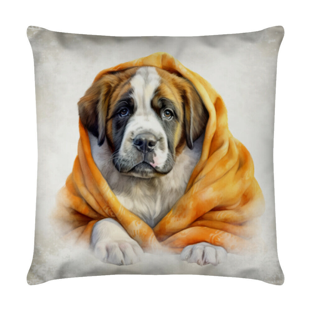 Kissen "Bernhardiner - Kuscheln" Weiß – hunde-shirt.de