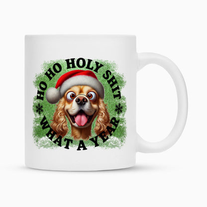 Tasse "American Cocker - HO HO..." Weiß – hunde-shirt.de