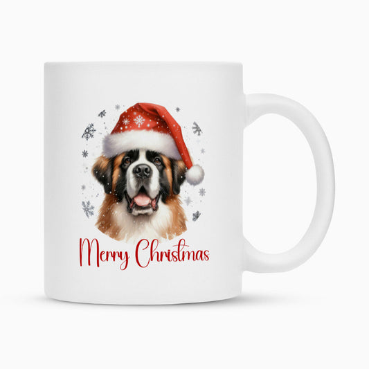 Tasse "Bernhardiner - Merry Christmas" Weiß – hunde-shirt.de
