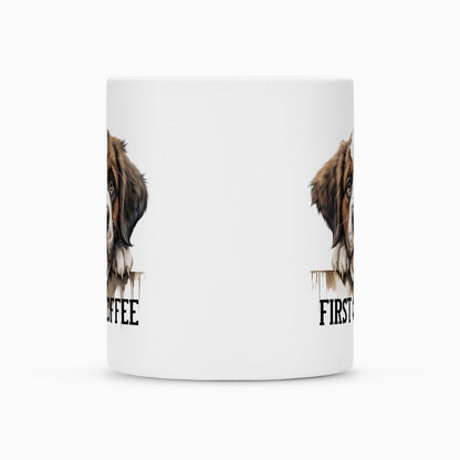 Tasse "Bernhardiner - FIRST COFFEE" – hunde-shirt.de