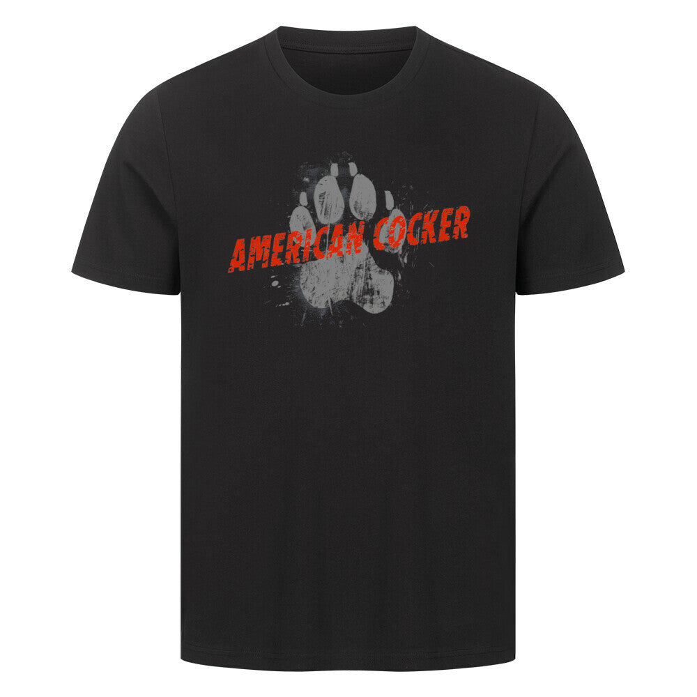 Premium T-Shirt "American Cocker - PAW" Schwarz – hunde-shirt.de