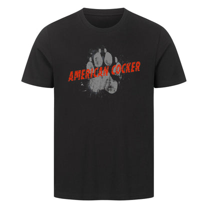Premium T-Shirt "American Cocker - PAW" Schwarz – hunde-shirt.de