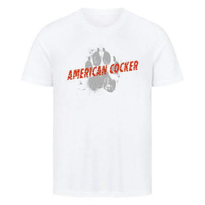 Premium T-Shirt "American Cocker - PAW" Weiß – hunde-shirt.de