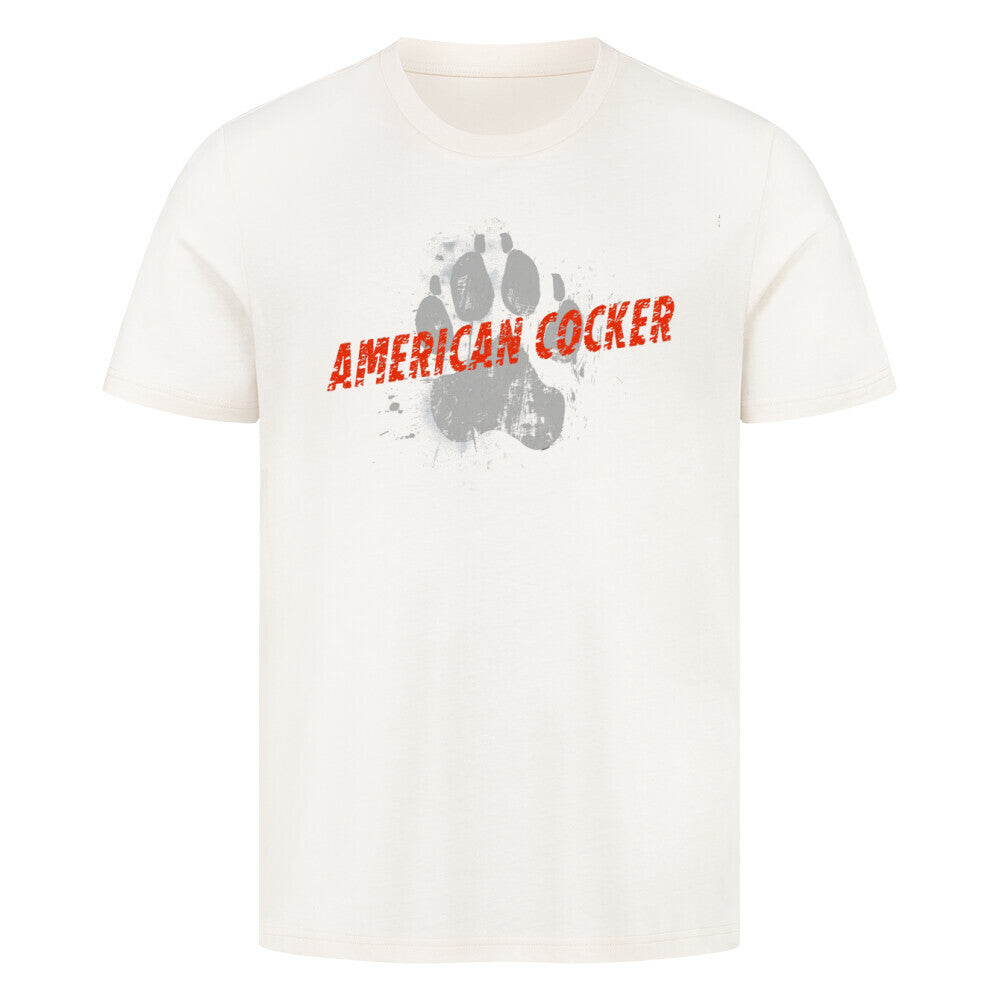 Premium T-Shirt "American Cocker - PAW" Natural Raw – hunde-shirt.de