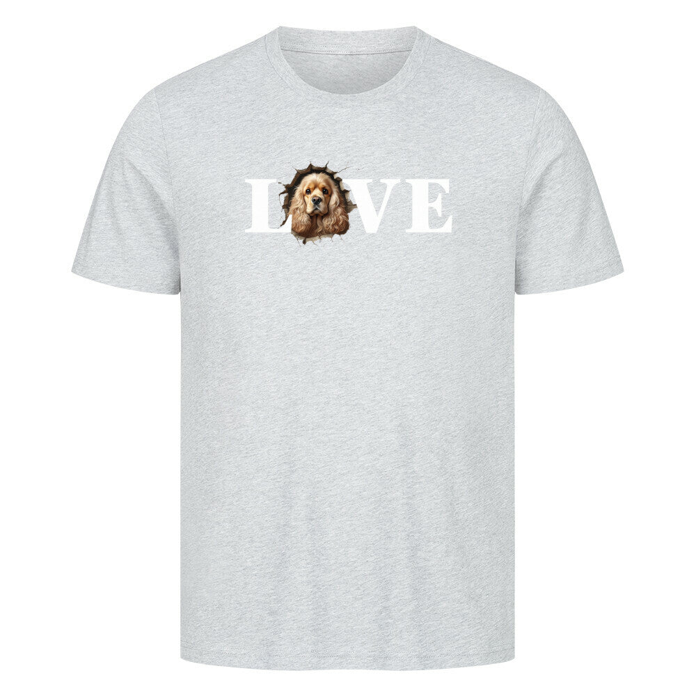 Premium T-Shirt "American Cocker - LOVE" Heather Grey – hunde-shirt.de