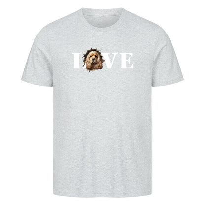 Premium T-Shirt "American Cocker - LOVE" Heather Grey – hunde-shirt.de