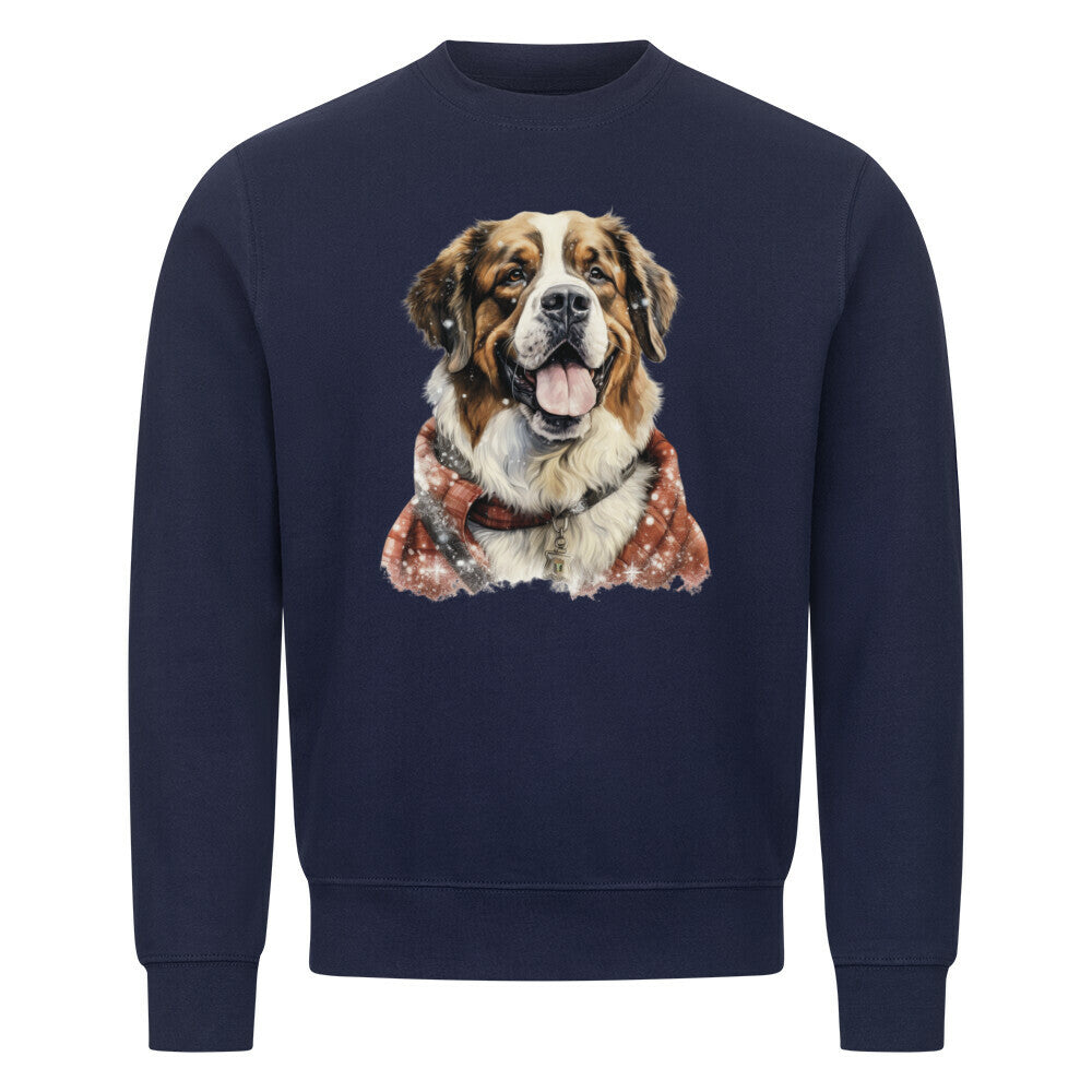 Premium Sweatshirt "Bernhardiner - Winter" Navy Blue – hunde-shirt.de