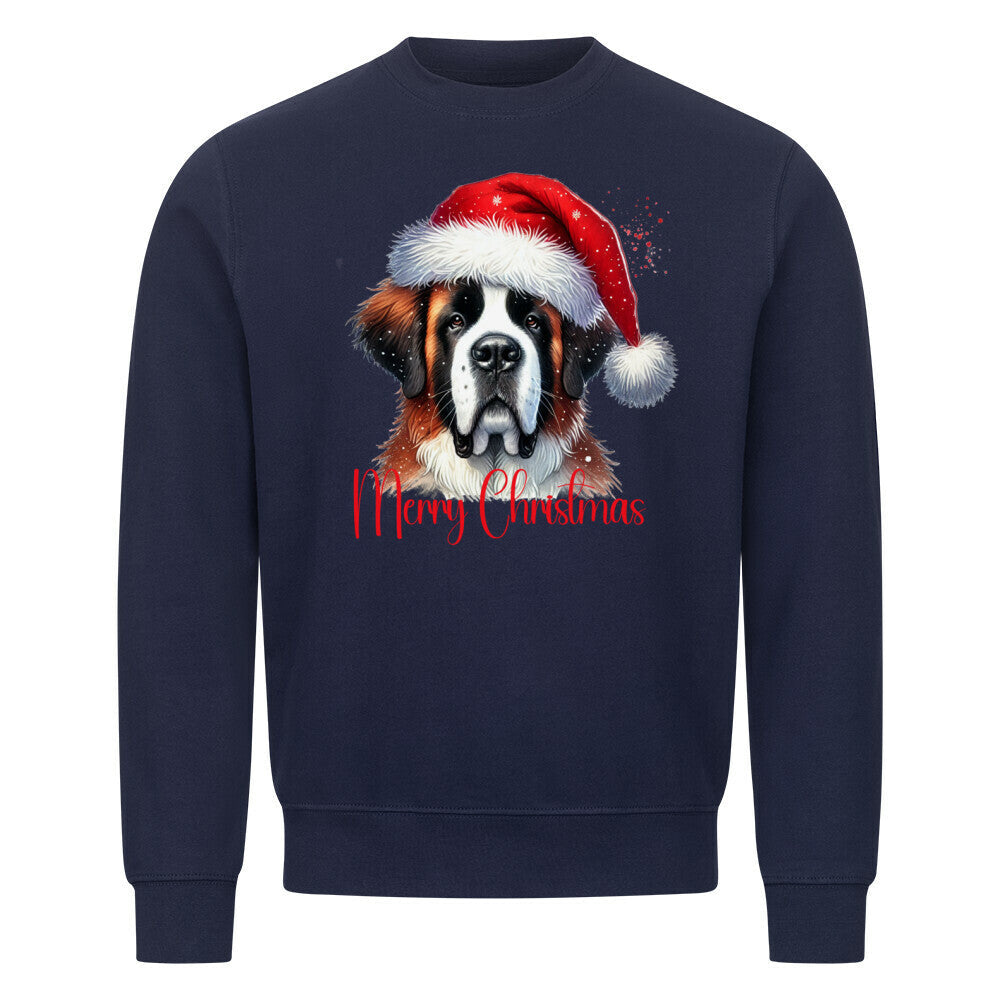 Premium Sweatshirt "Bernhardiner - Merry Christmas" Navy Blue – hunde-shirt.de