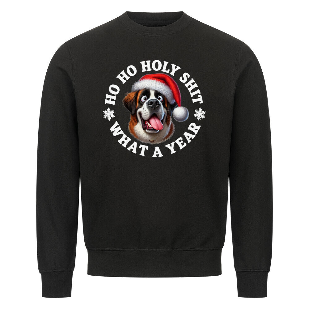 Premium Sweatshirt "Bernhardiner - HO HO..." Schwarz – hunde-shirt.de
