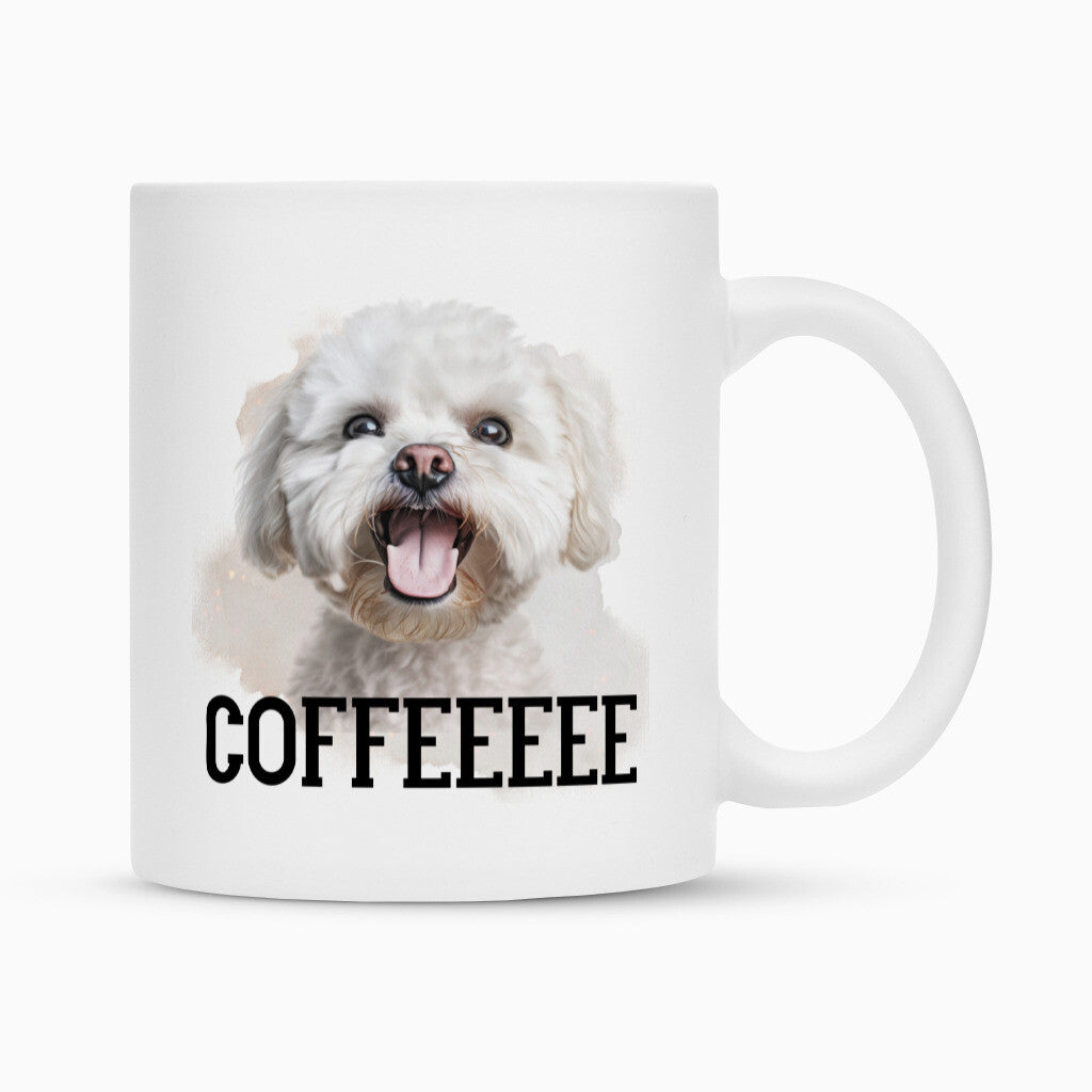 Tasse "Bichon Frisé - COFFEEEEE" Weiß – hunde-shirt.de