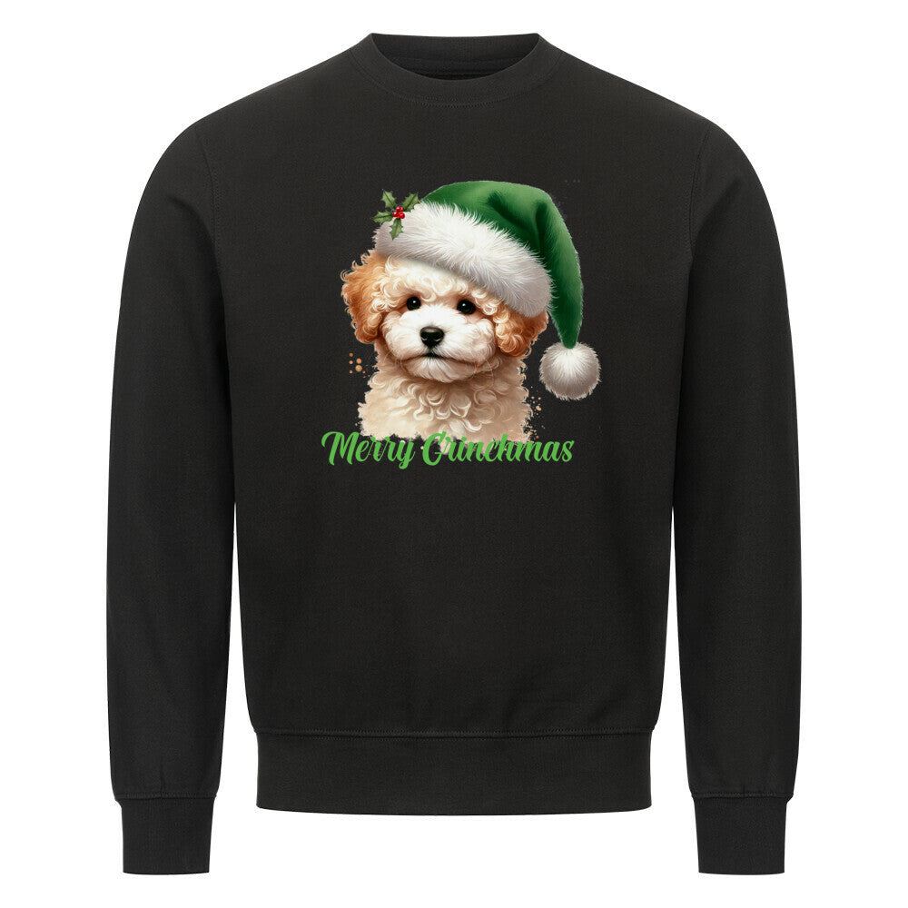 Premium Sweatshirt "Bichon Frisé - Merry Grinchmas" Schwarz – hunde-shirt.de