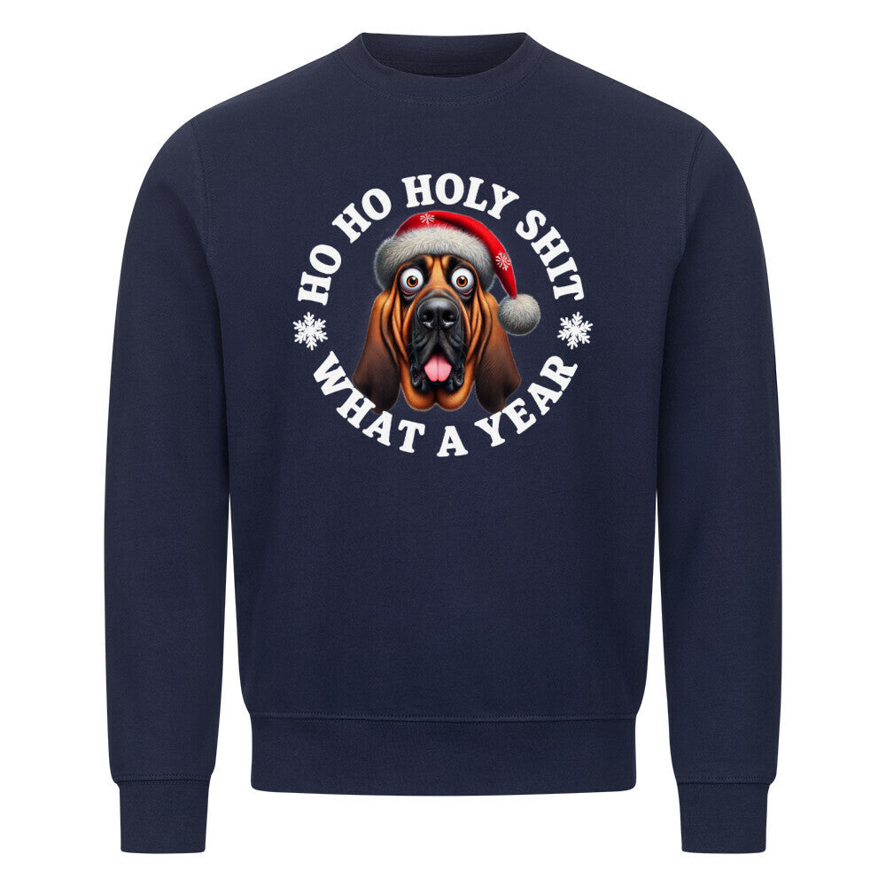 Premium Sweatshirt "Bloodhound - HO HO..." Navy Blue – hunde-shirt.de