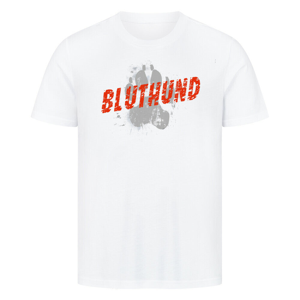 Premium T-Shirt "Bluthund - PAW" Weiß – hunde-shirt.de