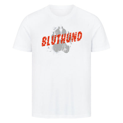 Premium T-Shirt "Bluthund - PAW" Weiß – hunde-shirt.de