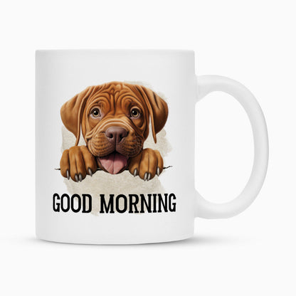 Tasse "Bordeauxdogge - GOOD MORNING" Weiß – hunde-shirt.de