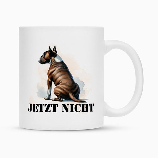 Tasse "Bullterrier ( braun ) - JETZT NICHT" Weiß – hunde-shirt.de