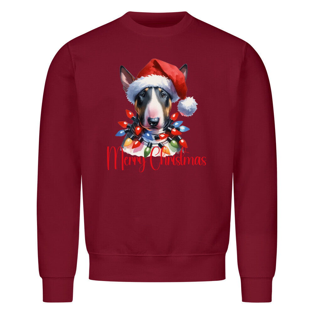 Premium Sweatshirt "Bullterrier ( dunkel ) - Merry Christmas Burgunder – hunde-shirt.de