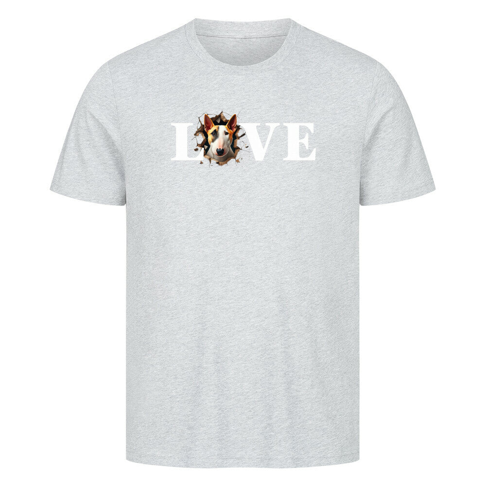 Premium T-Shirt "Bullterrier ( hell ) - LOVE" Heather Grey – hunde-shirt.de