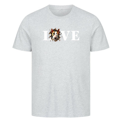 Premium T-Shirt "Bullterrier ( hell ) - LOVE" Heather Grey – hunde-shirt.de