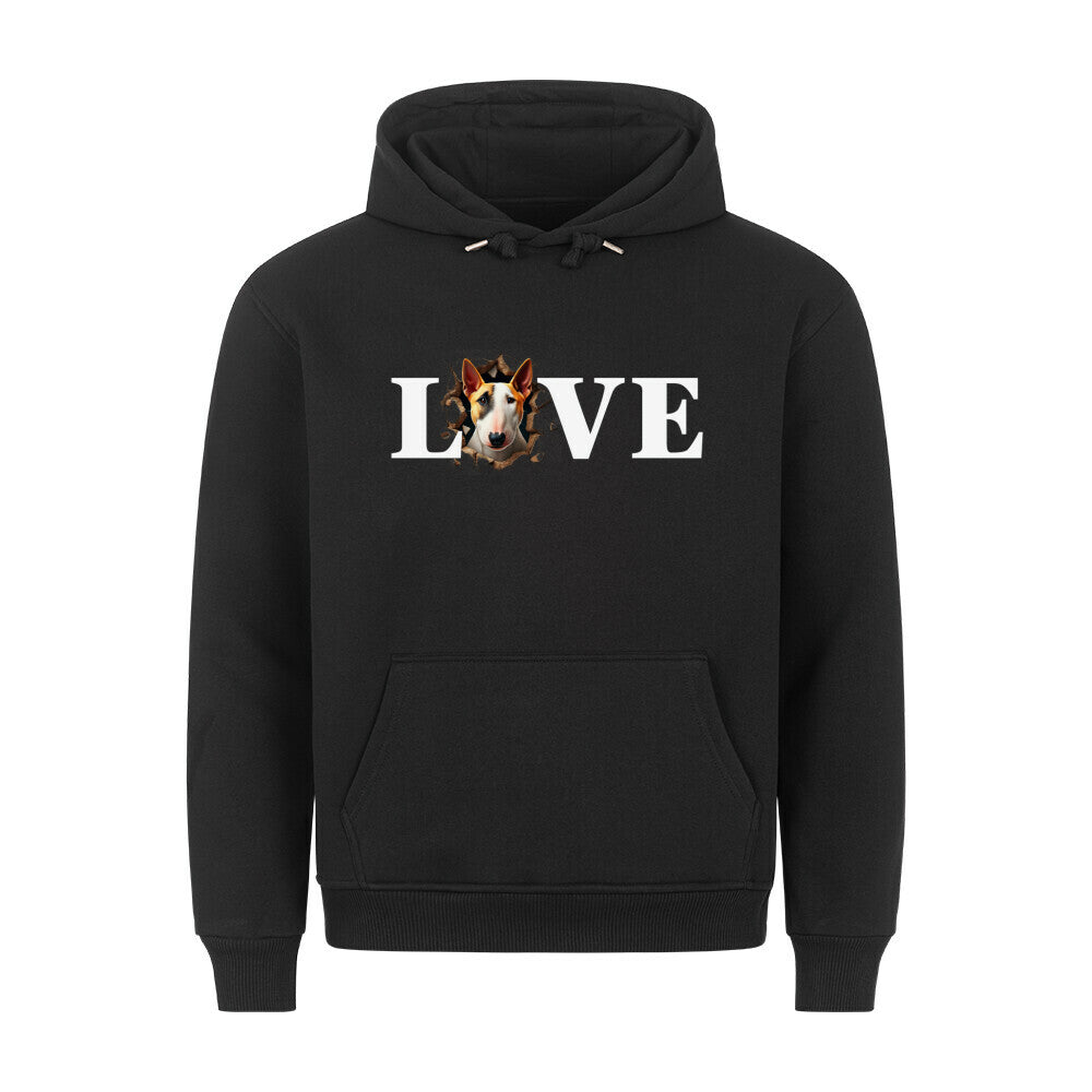 Premium Hoodie "Bullterrier ( hell ) - LOVE" Schwarz – hunde-shirt.de