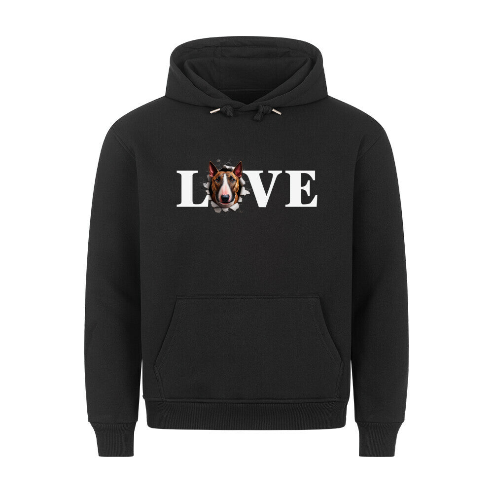 Premium Hoodie "Bullterrier ( braun ) - LOVE" Schwarz – hunde-shirt.de