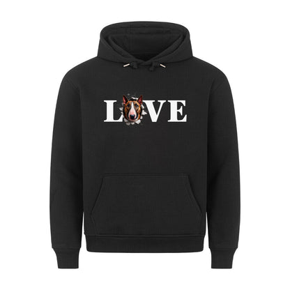 Premium Hoodie "Bullterrier ( braun ) - LOVE" Schwarz – hunde-shirt.de