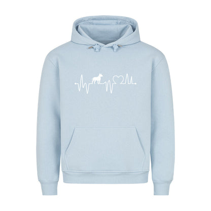 Premium Hoodie "Bullterrier - Heartbeat" Babyblau – hunde-shirt.de