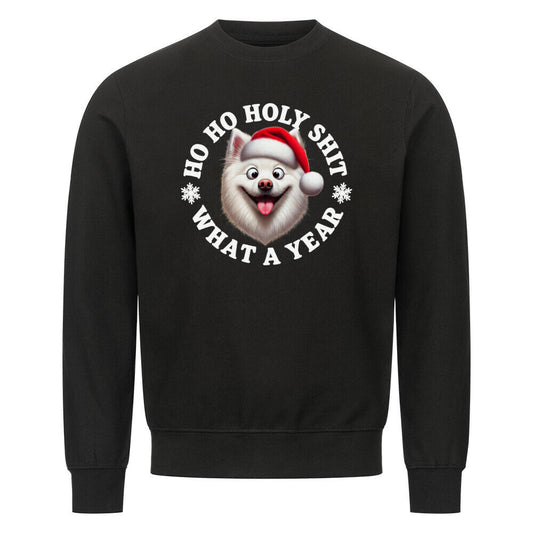 Premium Sweatshirt "American Eskimo - HO HO..." Schwarz – hunde-shirt.de