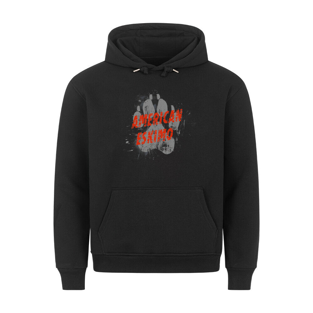 Premium Hoodie "American Eskimo - PAW" Schwarz – hunde-shirt.de