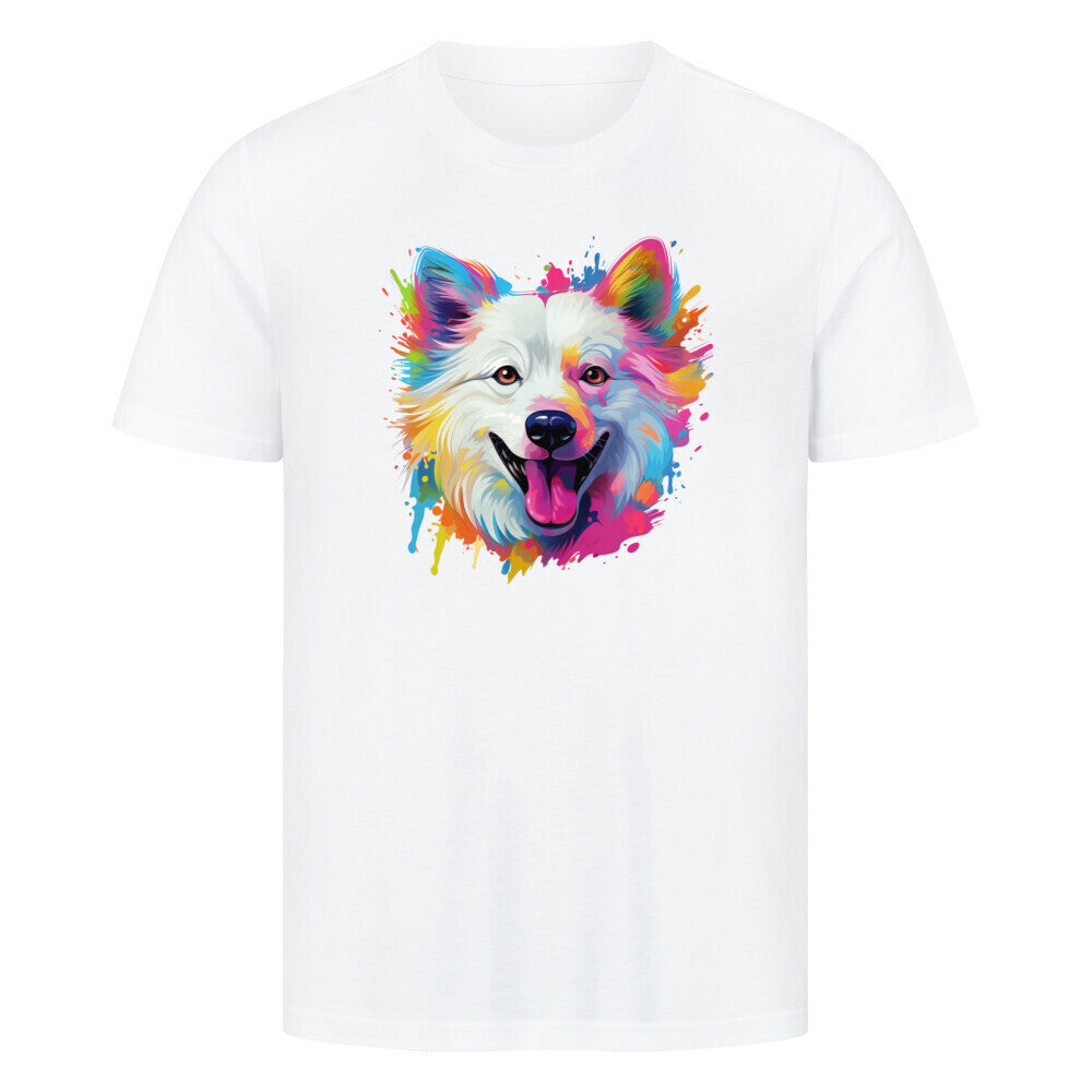 Premium T-Shirt "American Eskimo - Paint" Weiß – hunde-shirt.de