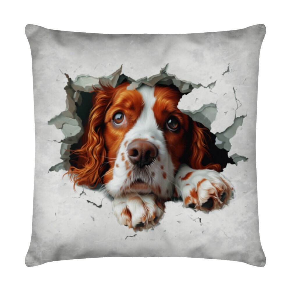 Kissen "Springer Spaniel - Look" Weiß – hunde-shirt.de